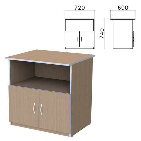 Тумба для оргтехники "Бюджет", 720х600х740 мм, 2 двери, орех онтарио, 402658-160