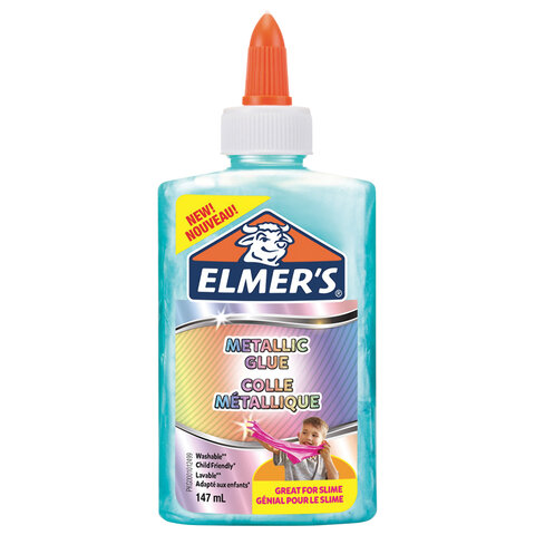 Клей для слаймов канцелярский металлик ELMERS Metallic Glue, 147 мл, бирюзовый, 2109493