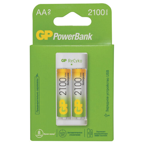 Зарядное устройство GP с аккумуляторами AA 2000 mAh 2 шт., E211210/AAHC-2CRB2, E211210AAHC2CR