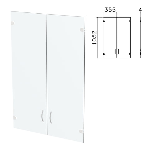 Дверь СТЕКЛО средняя "Бюджет", КОМПЛЕКТ 2 шт., 355х4х1052 мм, БЕЗ ФУРНИТУРЫ, 402655-760