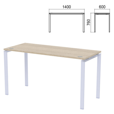 Столешница стола на металлокаркасе "Арго", 1400х600х760 мм, ясень шимо