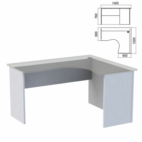 Стол компактный ЧАСТЬ 2 "Арго", 1400х1200х760 мм, правый, серый