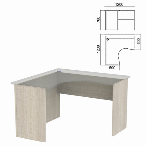 Стол компактный ЧАСТЬ 2 "Арго", 1200х1200х760 мм, левый, ясень шимо, А-203.60