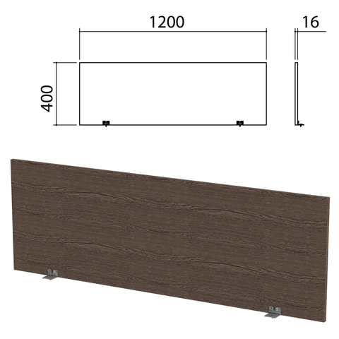 Экран-перегородка "Канц" 1200х16х400 мм, цвет венге (КОМПЛЕКТ)