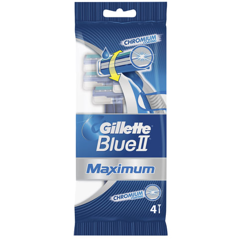 Бритвы одноразовые КОМПЛЕКТ 4 шт., GILLETTE (Жиллет) BLUE 2 Max, для мужчин