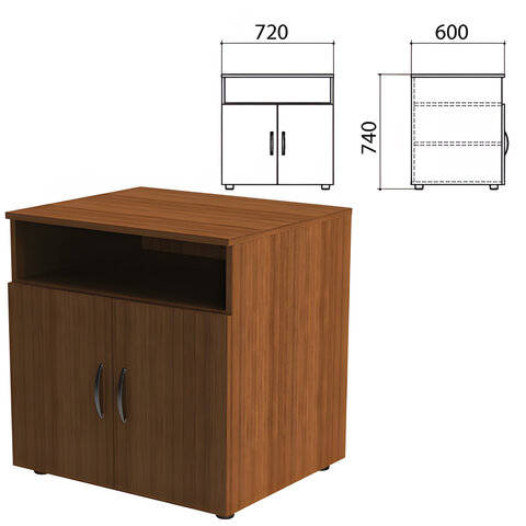 Тумба приставная "Эко", 720х600х740 мм, 2 двери, полка, орех, 400994-19