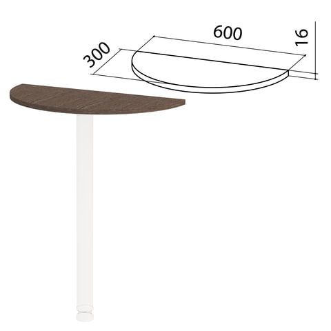 Стол приставной полукруг "Канц", 600х300х750 мм, БЕЗ ОПОРЫ, цвет венге, ПК35.16