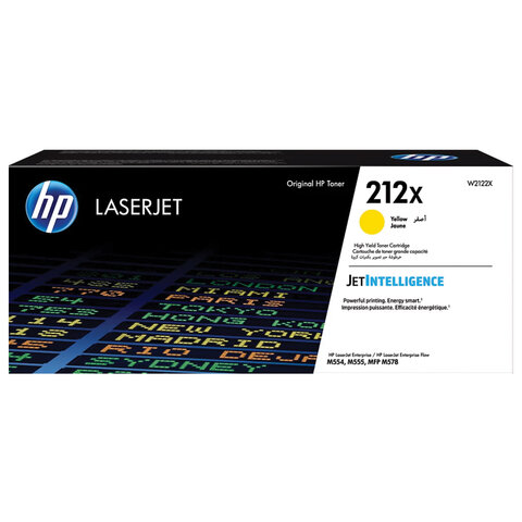 Картридж лазерный HP (W2122X) Color LaserJet M554/M555, №212X, желтый, оригинальный, ресурс 10 000 страниц