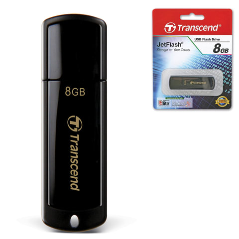 Флеш-диск 8 GB, TRANSCEND Jet Flash 350, USB 2.0, черный, TS8GJF350