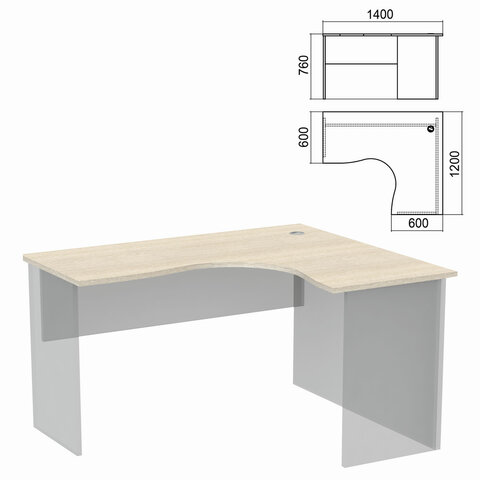 Стол компактный ЧАСТЬ 1 "Арго", 1400х1200х760 мм, правый, ясень шимо