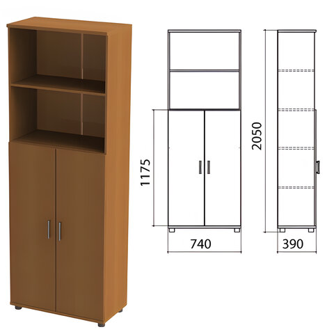 Шкаф полузакрытый "Монолит", 740х390х2050 мм, цвет орех гварнери (КОМПЛЕКТ)