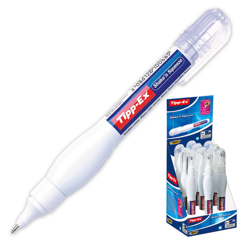 Ручка-корректор BIC "Tipp-ex Shake'n Squeeze", 8 мл, металлический наконечник, 8610712